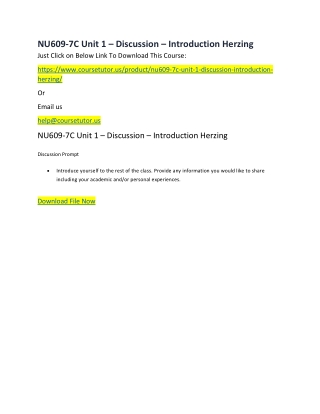 NU609-7C Unit 1 – Discussion – Introduction Herzing