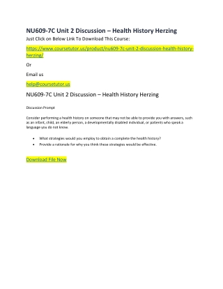 NU609-7C Unit 2 Discussion – Health History Herzing