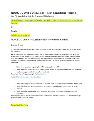 NU609-7C Unit 3 Discussion – Skin Conditions Herzing