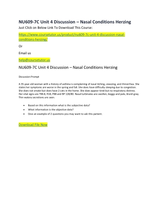 NU609-7C Unit 4 Discussion – Nasal Conditions Herzing