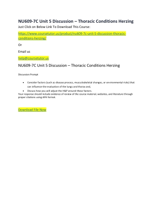 NU609-7C Unit 5 Discussion – Thoracic Conditions Herzing
