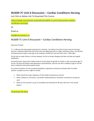 NU609-7C Unit 6 Discussion – Cardiac Conditions Herzing