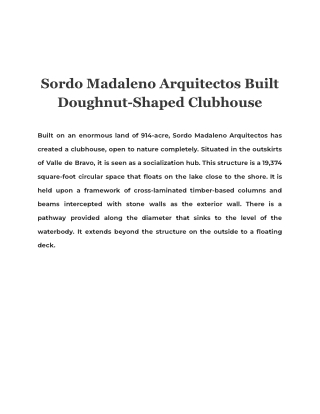 Sordo Madaleno Arquitectos Built Doughnut-Shaped Clubhouse