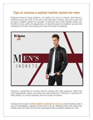 Tips to choose a stylish leather jacket for men