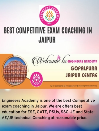 Most Renowned Competitive exam coaching in Jaipur