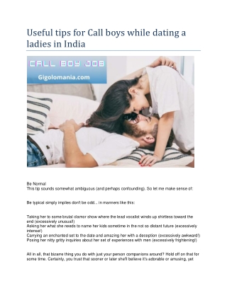 Useful tips for Call boys