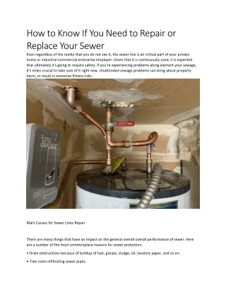 How to Know If You Need to Repair or Replace Your Sewer