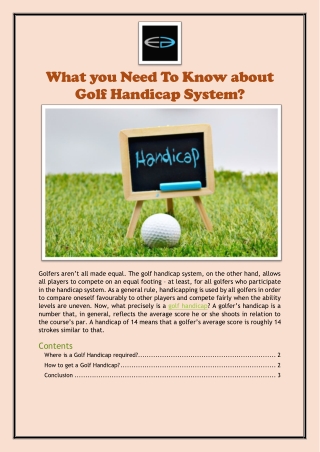 What you Need To Know about Golf Handicap System