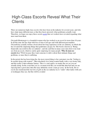 High-Class Escorts Reveal What Their Clients