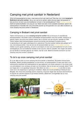 Camping de Paal  Camping met privé sanitair