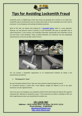 Tips for Avoiding Locksmith Fraud
