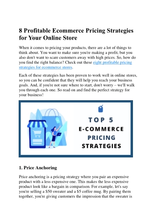 8 Profitable Ecommerce Pricing Strategies for Your Online Store