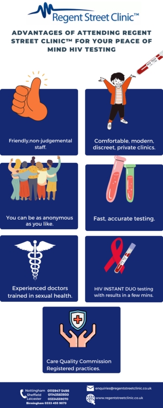 Advantages of attending Regent Street Clinic™ for your peace of mind HIV testing