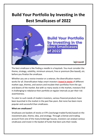 Build Your Portfolio by Investing in the Best Smallcases of 2022