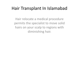 Hair Transplant In Islamabad