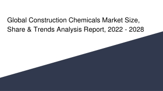 Global Construction Chemicals Market Size, Share & Trends Analysis Report, 2022 - 2028
