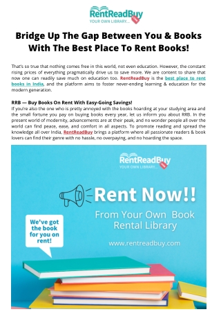 Bridge Up The Gap Between You & Books With The Best Place To Rent Books|RentRead