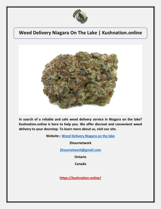 Weed Delivery Niagara On The Lake | Kushnation.online