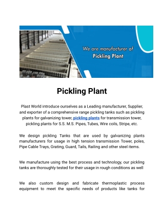 Pickling plants