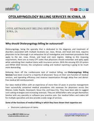 OTOLARYNGOLOGY BILLING SERVICES IN IOWA, IA