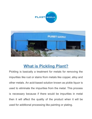 Pickling Plants supplier