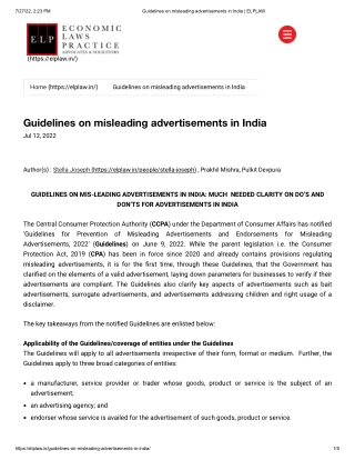 Guidelines on misleading advertisements in India