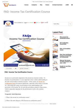 FAQs- Income Tax Certification Course _ Academy Tax4wealth