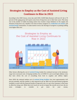 Strategies to Employ as the Cost of Assisted Living Continues to Rise in 2022