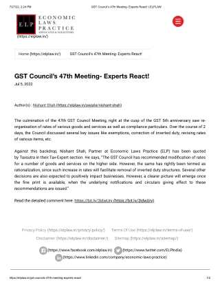 GST Council’s 47th Meeting- Experts React!