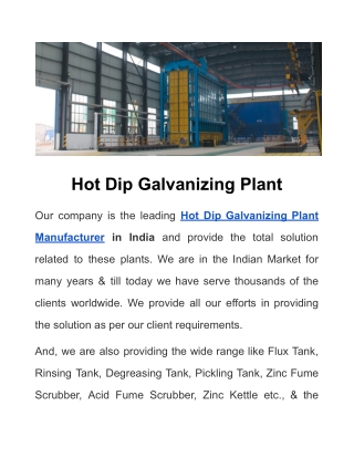 Hot Dip Galvanizing Plant