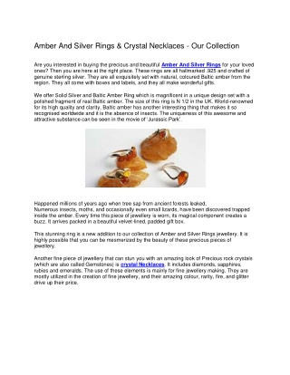 (Jurassic Jewellery) Amber And Silver Rings & Crystal Necklaces PDF