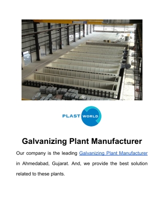 Galvanizing Plant Manufacturer