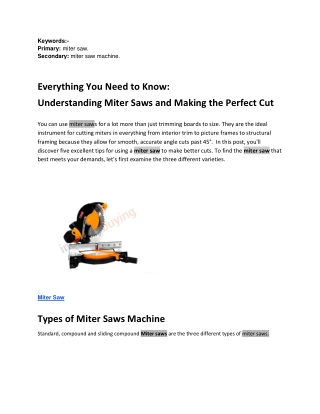 Everything You Need to Know Understanding Miter Saws and Making the Perfect Cut