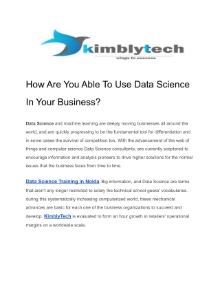 How Are You Able To Use Data Science In Your Business