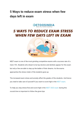 5 Ways to reduce exam stress when few days left in exam