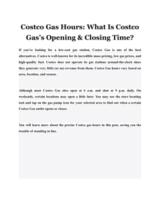 Costco Gas Hours: What Is Costco Gas’s Opening & Closing Time?