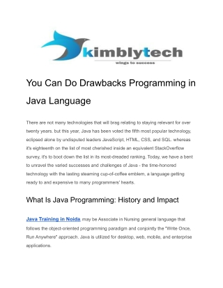 You Can Do Drawbacks Programming in Java Language