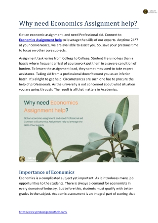 Why need Economics Assignment help