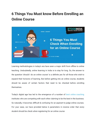 6 Things You Must know Before Enrolling an Online Course