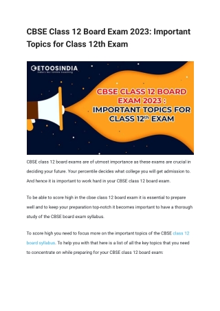 CBSE Class 12 Board Exam 2023_ Important Topics for Class 12th Exam