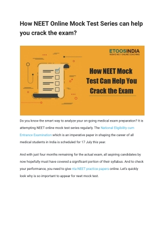 How NEET Online Mock Test Series can help you to crack the exam