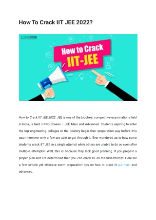 How To Crack IIT JEE 2022