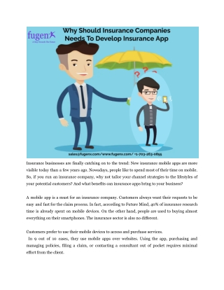 Why Should Insurance Companies Needs To Develop Insurance App