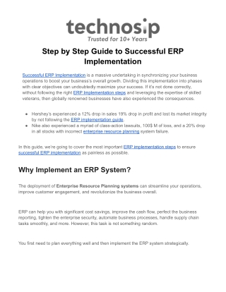 Step by Step Guide to Successful ERP Implementation
