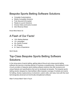 Bespoke sports betting software solutions