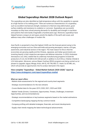 2021 Superalloys Industry Global Analysis Report