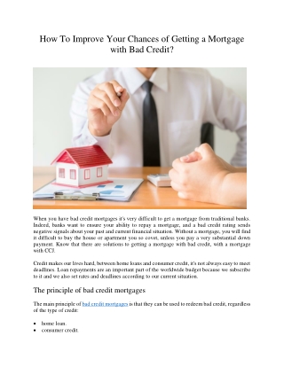 How To Improve Your Chances of Getting a Mortgage with Bad Credit