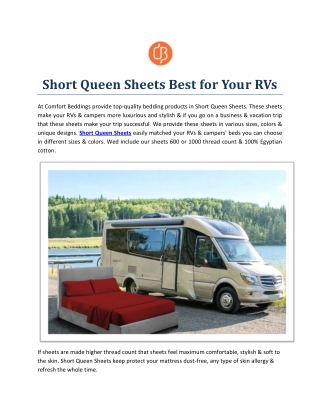 Short Queen Sheets Best for Your RVs