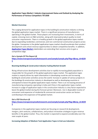 Application Tapes Market Advanced Technology and New Innovations by 2030