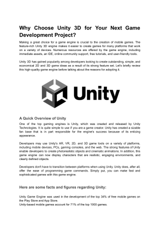Why Choose Unity 3D for Your Next Game Development Project_